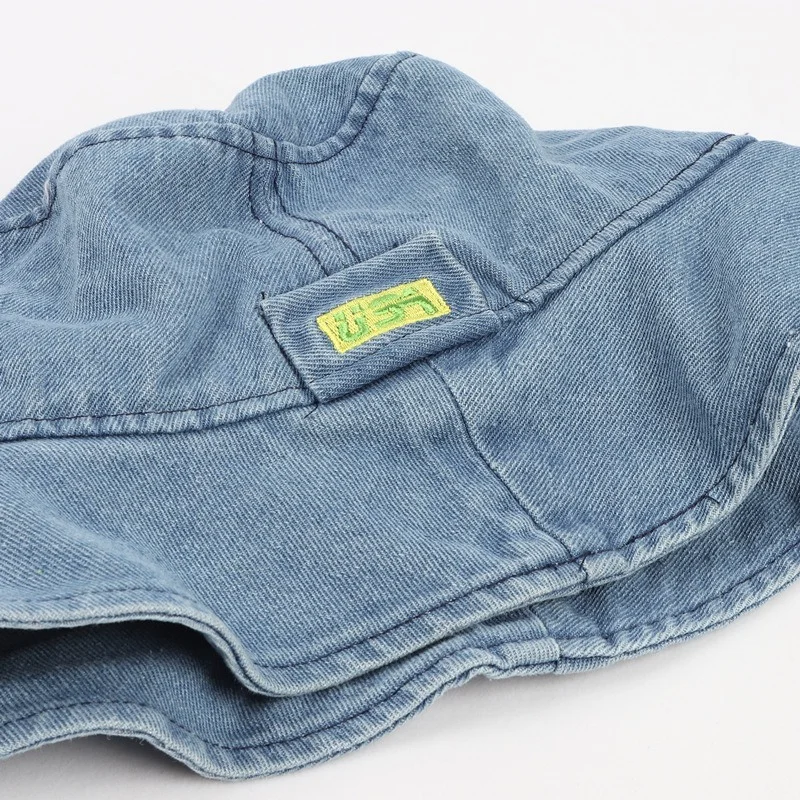2021 New Japanese Denim Fisherman Hat Panama Bucket Hats Spring Summer Outdoor Women Fashion Letter Embroidery Sun Hat