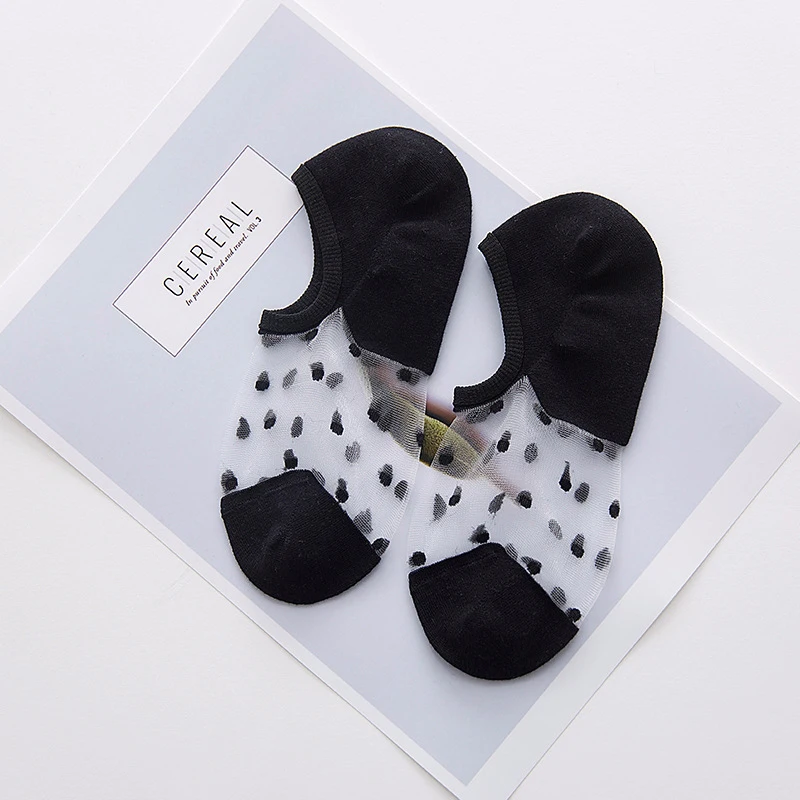 1/2/3/4/5pair Women's Ankle Socks Transparent Invisible Socks Summer No Show Lace Socks Non-slip Mesh Sheer Half Thin Socks