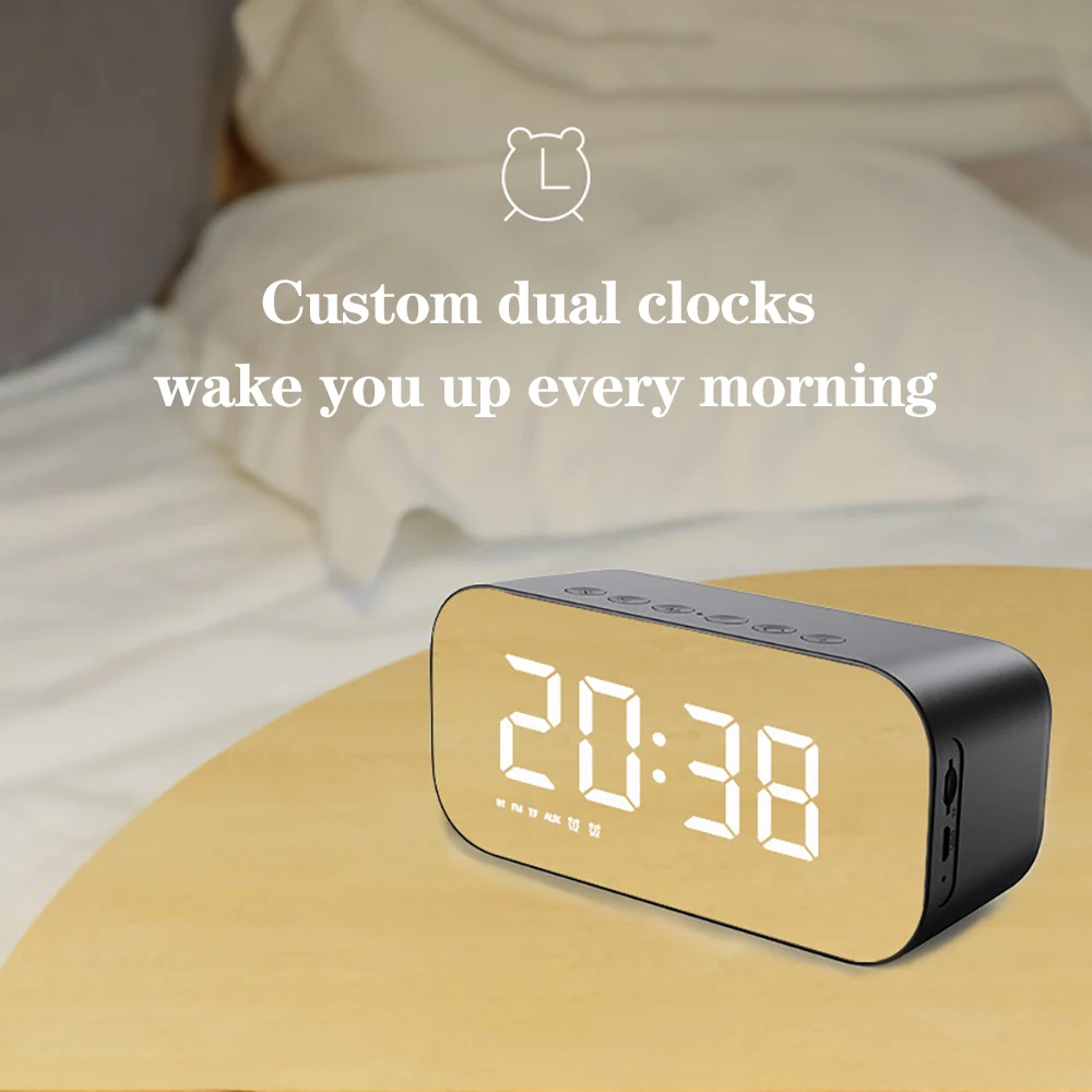 Беспроводной Bluetooth-динамик FM-радио звуковая коробка Настольный будильник