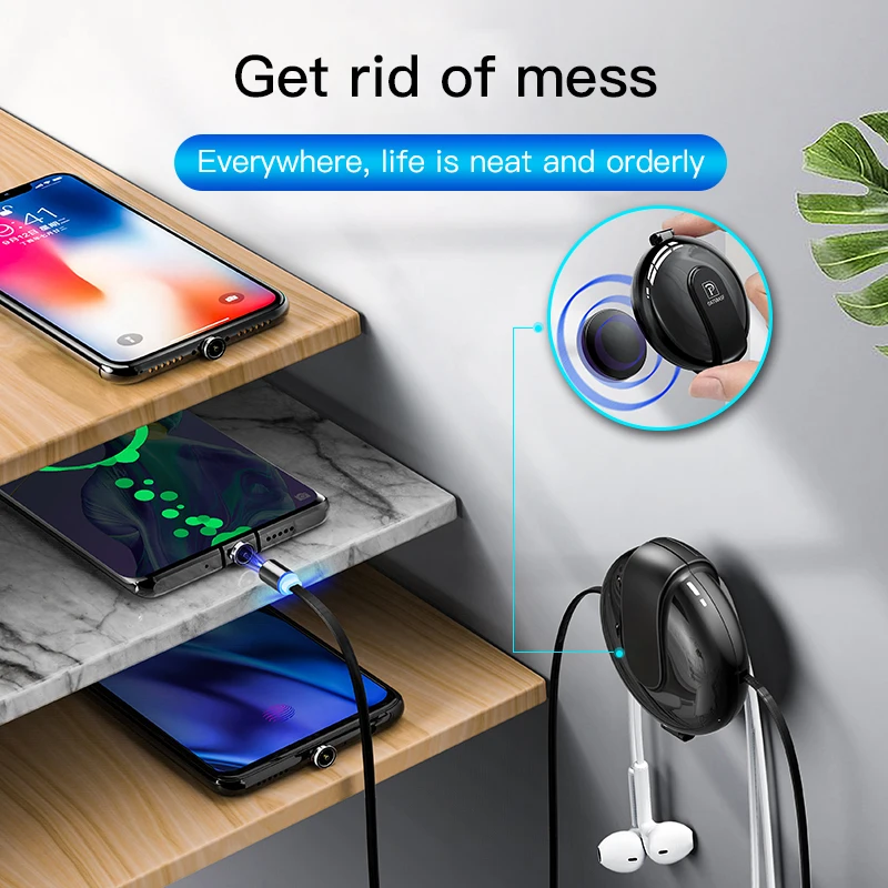 ! Магнитный кабель ACCEZZ 3 в 1 с органайзером для быстрой зарядки iPhone XS XR 11 Pro Max