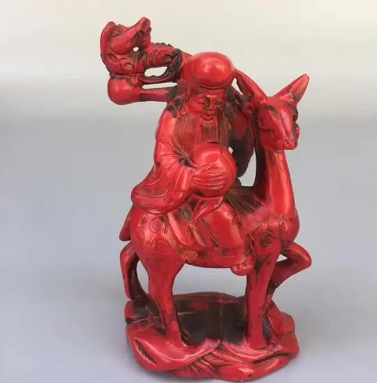 Коллекция китайский красный коралл резной долговечность звезда езда олень