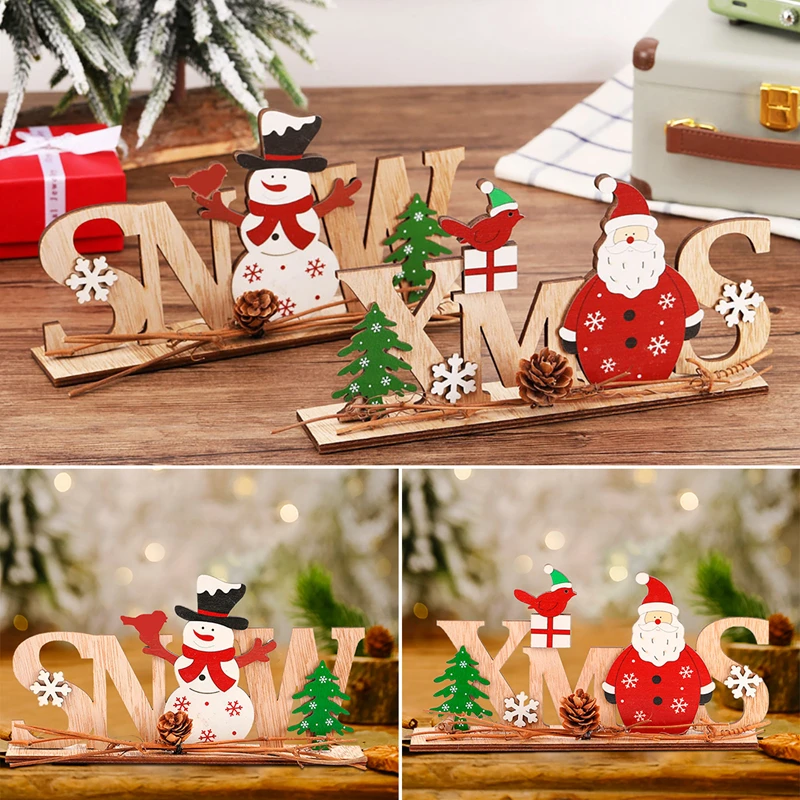 Рождество Санта Клаус/Снеговик деревянные украшения Счастливого Рождества для