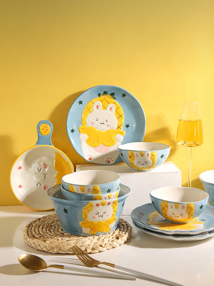 Керамическая 5-дюймовая миска в Корейском стиле 7-дюймовая для лапши Мультяшные