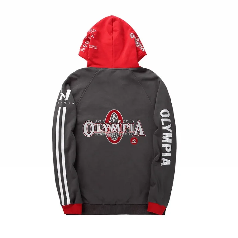

2019 OLYMPIA Mens zipper Hoodies Fashion Casual male gyms fitness Bodybuilding cotton Sweatshirt sportswear Brand top coat
