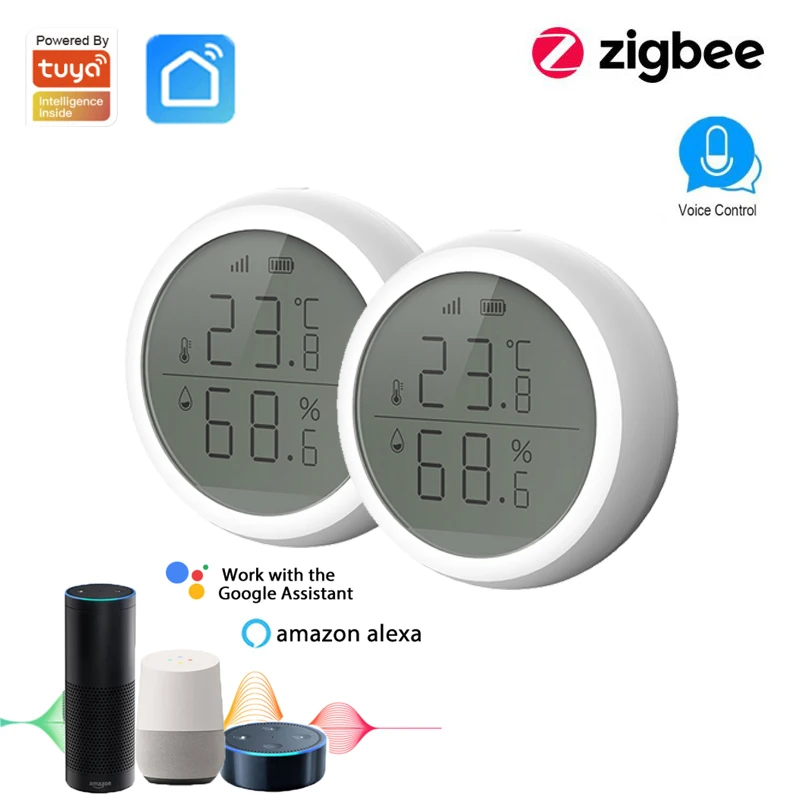 

Tuya Zigbee3.0 Home Smart WIFI Wireless Temperature Sensor LED Digital Display Compatible With Alexa Google Home With Gateway