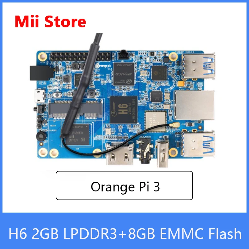 Мини-ПК Orange Pi 3 H6 2 Гб LPDDR3 + 8 EMMC флэш-памяти Gigabyte Ethernet-порт AP6256 Wi-Fi BT5.0 4хusb 0 поддержка