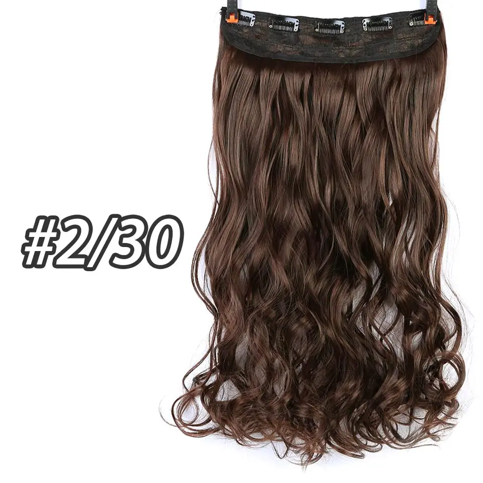 DIFEI 24 inch Long Wavy Clip in one Piece Synthetic Hair Extension Brown Black Heat Resistant Fiber 5 Clips Hairpiece for Women - Цвет: 2-30