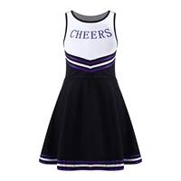kids girls dresses cheerleader costume sleeveless letter print patchwork style cheerleading dance dress fancy dress costumes