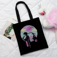 japanese fashion ladies tote bag cartoon anime fuji mountain print shopping bag with zipper large capacity canvas shoulder bag