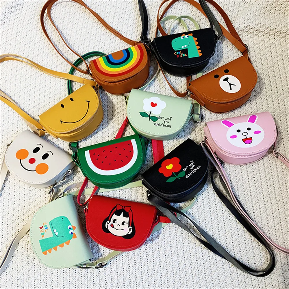 

Animal And Plant Print Cute Women's Bag Kids Bag Creative Shoulder Bag PU Artificial Leather Fashion Messenger Bag Round Bag