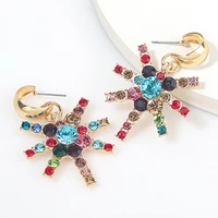 zhini korean statement colorful crystal earrings for women simple snow dangle drop earring rhinestone wedding jewelry gift
