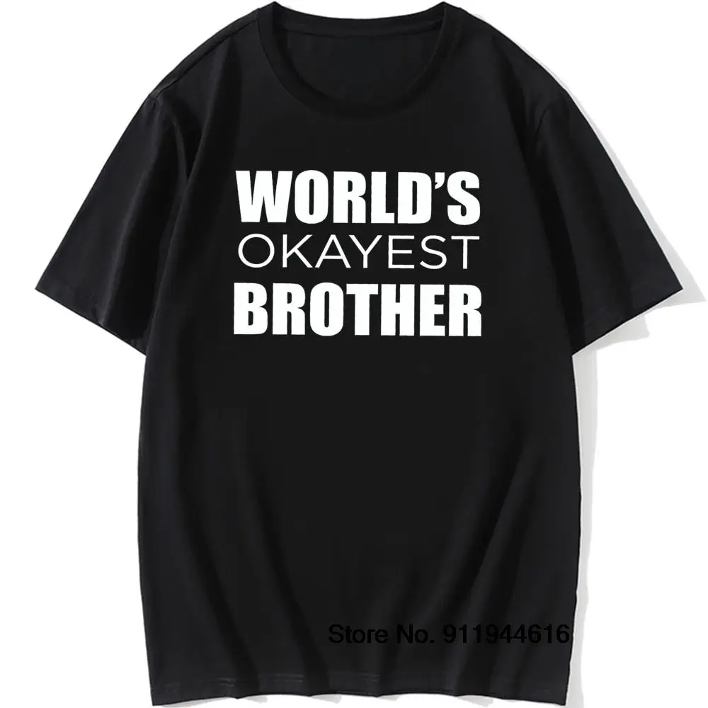 

Забавная футболка с надписью World's Okayest Brother, 2021, модные футболки из 100% хлопка с коротким рукавом, идея подарка, топы, футболки для мужчин и женщ...