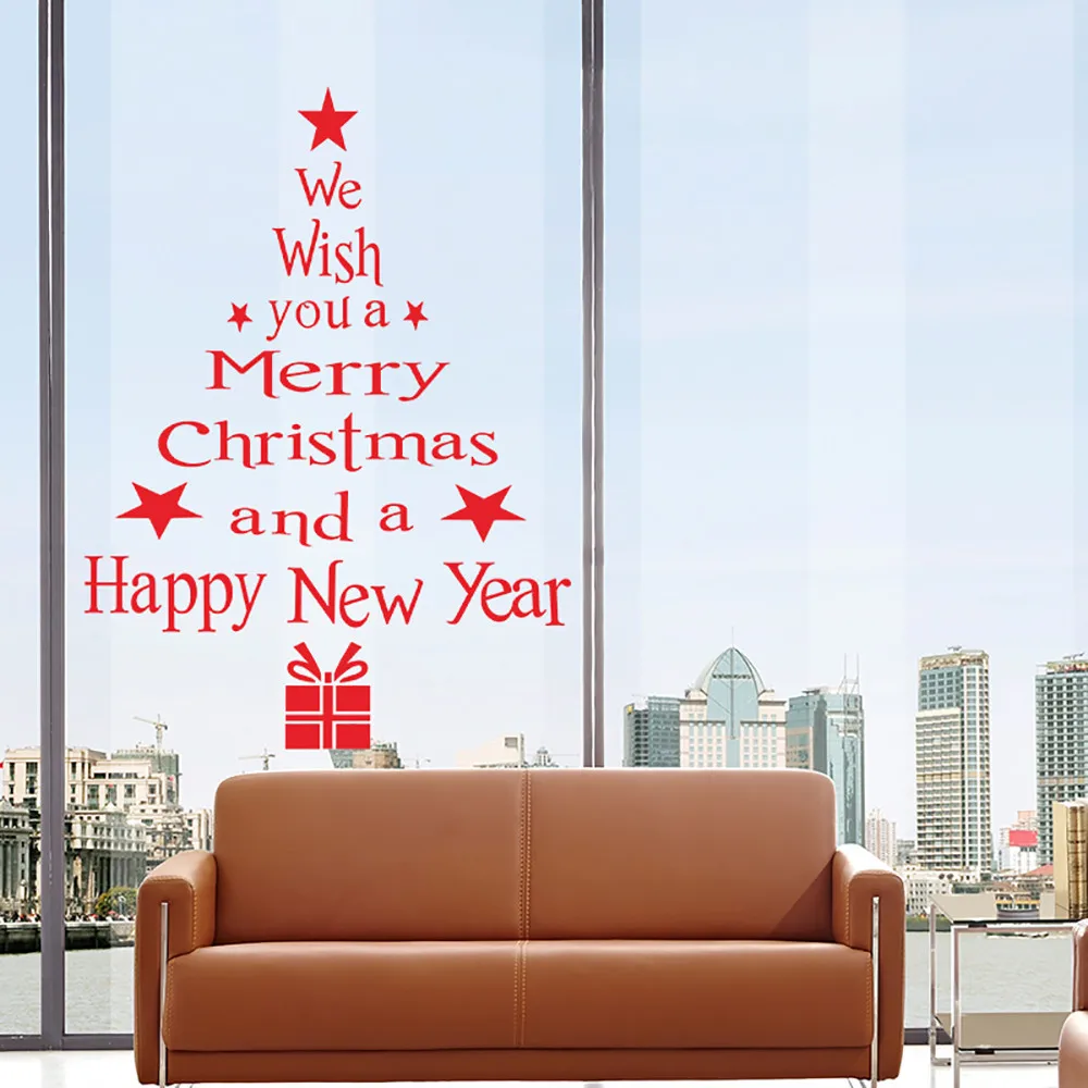 Оконные наклейки на стену стикер DIY Рождественская елка буквы палка настенная