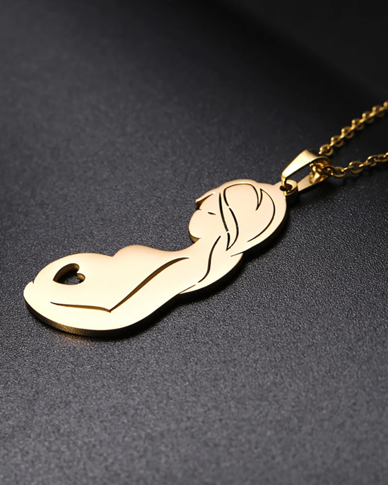 

Mother's Day Gift 1 PcsPregnancy Mommy Heart Chain Pendant Stainless Steel Necklace