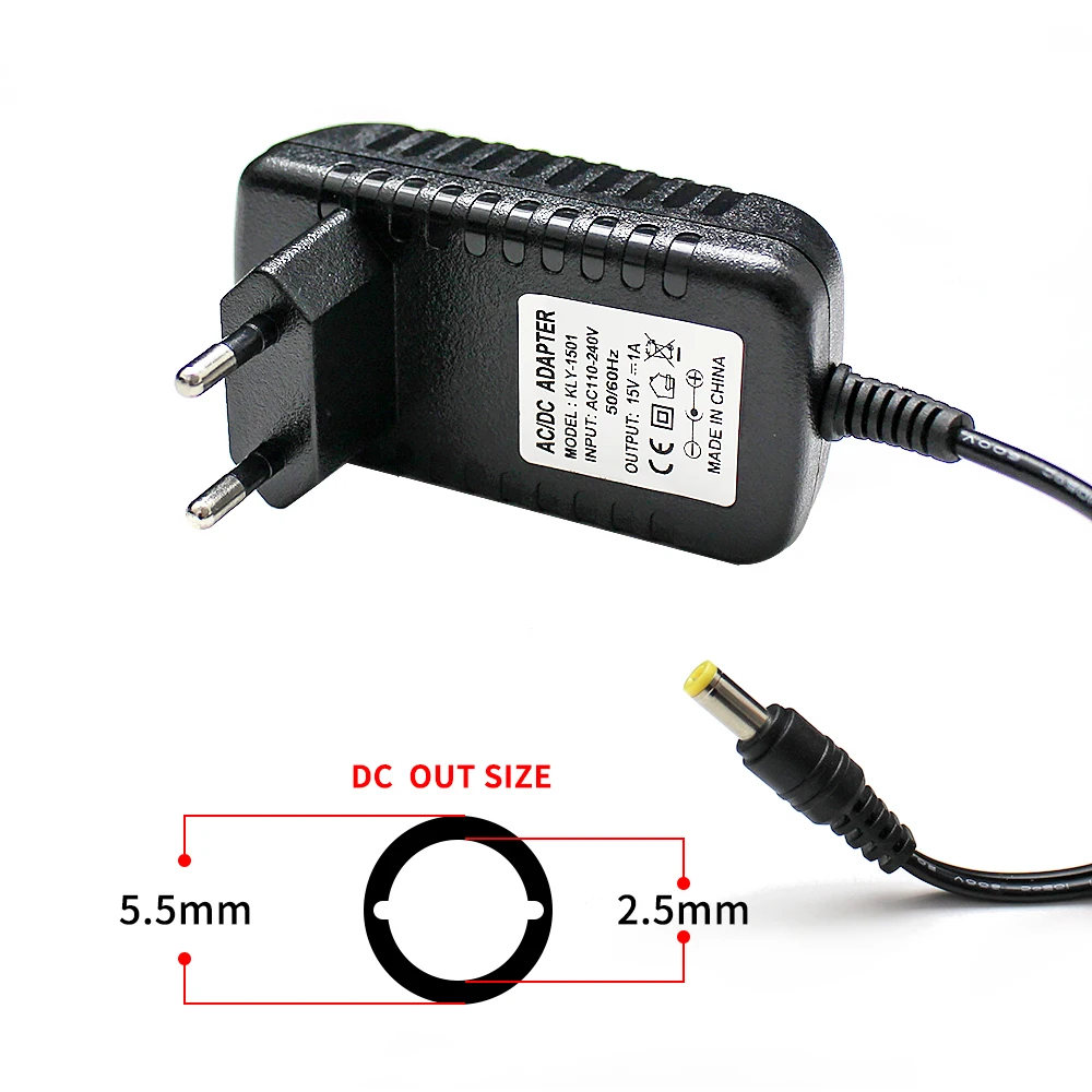 AC DC адаптер питания 15 V 1A импульсивный источник Универсальный Питание вольт вилка