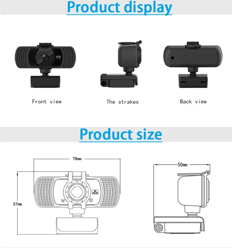 

HD 1080P Webcam 2K Computer PC WebCamera with Microphone for Live Broadcast Video Calling Conference Work Camaras Web PC Compute