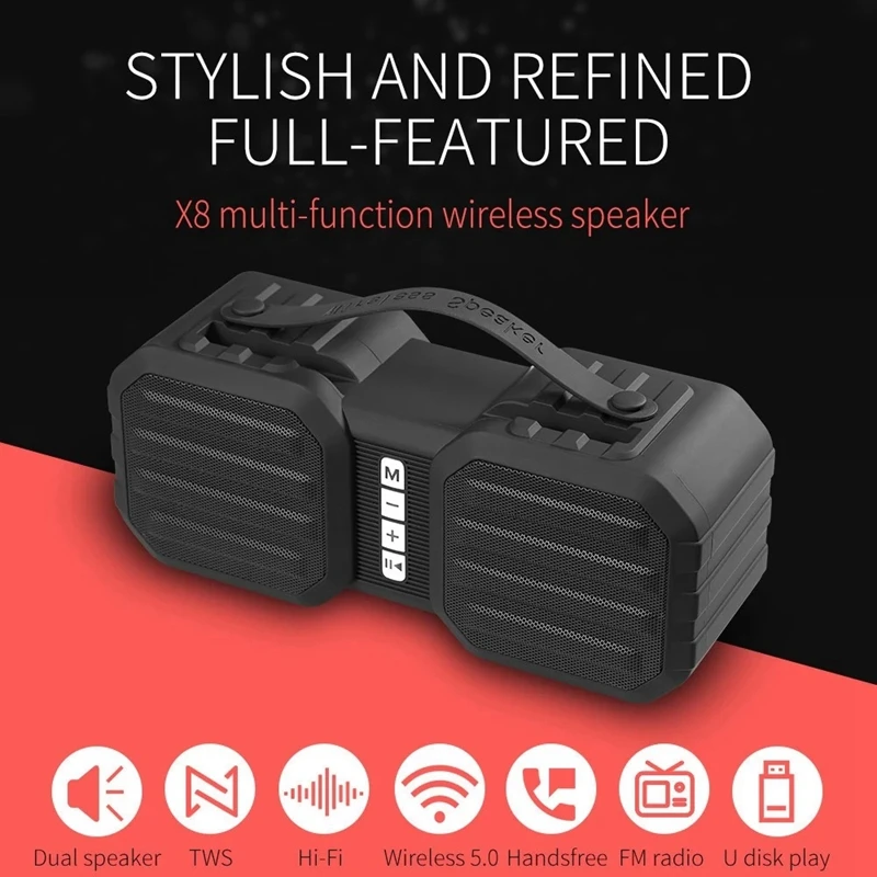 X8 беспроводной Bluetooth динамик Портативный HiFi Многофункциональный Soundbox TWS стерео
