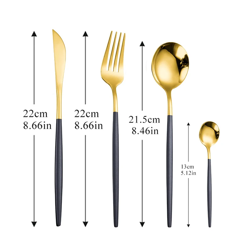 

Luxury Dinnerware Set 4Pcs Golden Cutlery Set Mirror Polishing Kitchen Fork Spoon Knife Cutlery Stainless Steel Dinner Set Balck