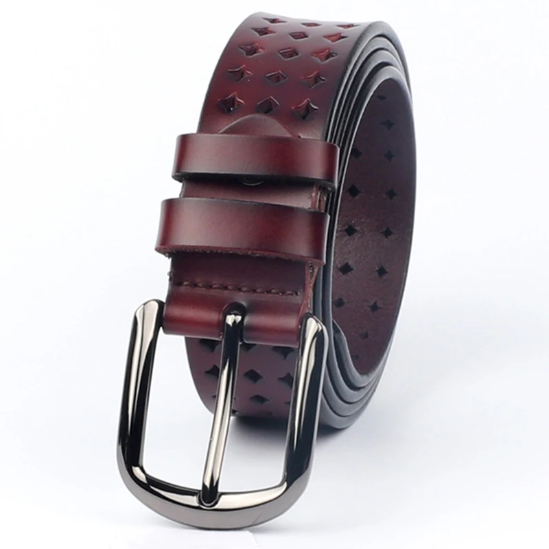 

Hollow Women Belt Cowhide Genuine Leather Waistband Luxury Belt Ladies Fashion Pin Buckle Strap High Quality Belts for Women