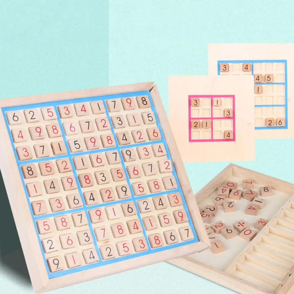 

1 Set Sudoku Educational Multi-function Wooden Desktop Games Sudoku for Gift