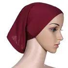 1 шт. Эластичный Тюрбан из хлопка шляпа сплошной цвет женский теплый зимний головной платок капот внутренние хиджабы Кепка мусульманский хиджаб femme головной убор