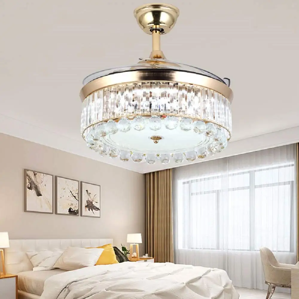 42 дюймовая элегантная светодиодная люстра с золотым кристаллом потолочный