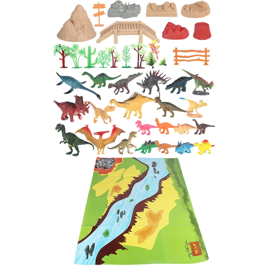 

103 шт. Приключения динозавр игровая сцена творческие доисторические существа динозавр мировая игра игрушка с сценой коврик для мальчиков и ...