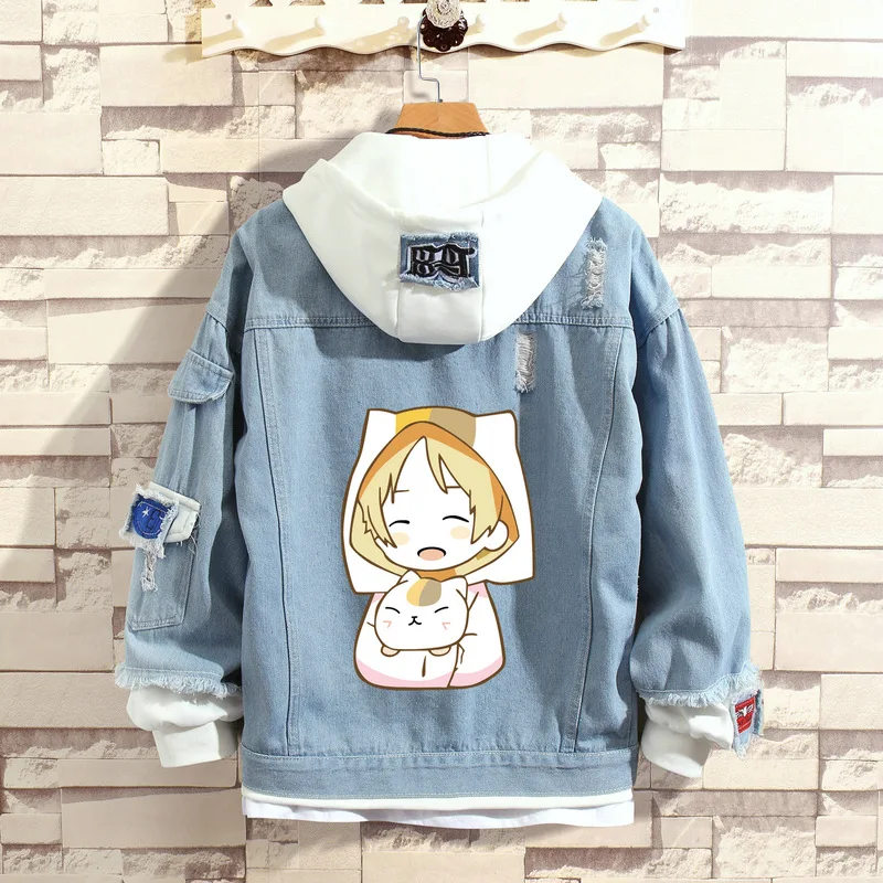 

Anime Natsume Yuujinchou Hooded Hoodies Sweatshirt Coats Madara Casual Denim Jean Hoodies Streetwear Men Women Harajuku Sweater