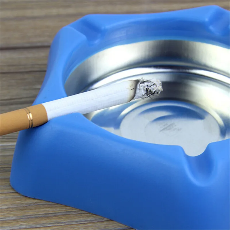 Home Ashtray New Candy Colored Plastic Stainless Steel Square Edging Office Advertising Cigarette Accessories | Дом и сад