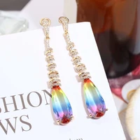 be 8 2018 new vintage statement earrings long drop dangle earrings blue color for women fashion jewelry boucle doreille e617