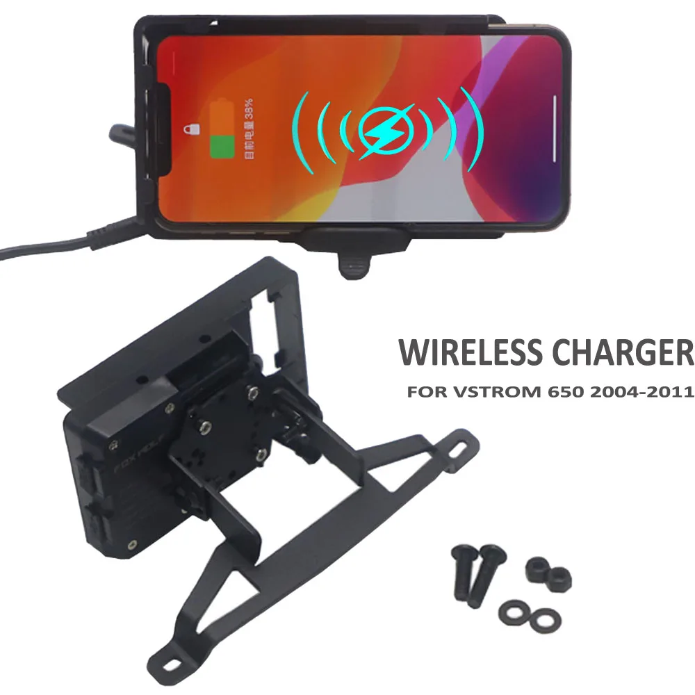 

FOR SUZUKI VSTROM 650 2004-2011 Wireless charger Bracket Mount Smartphone GPS Holder Navigation Bracket V-Strom 650 DL650 DL 650
