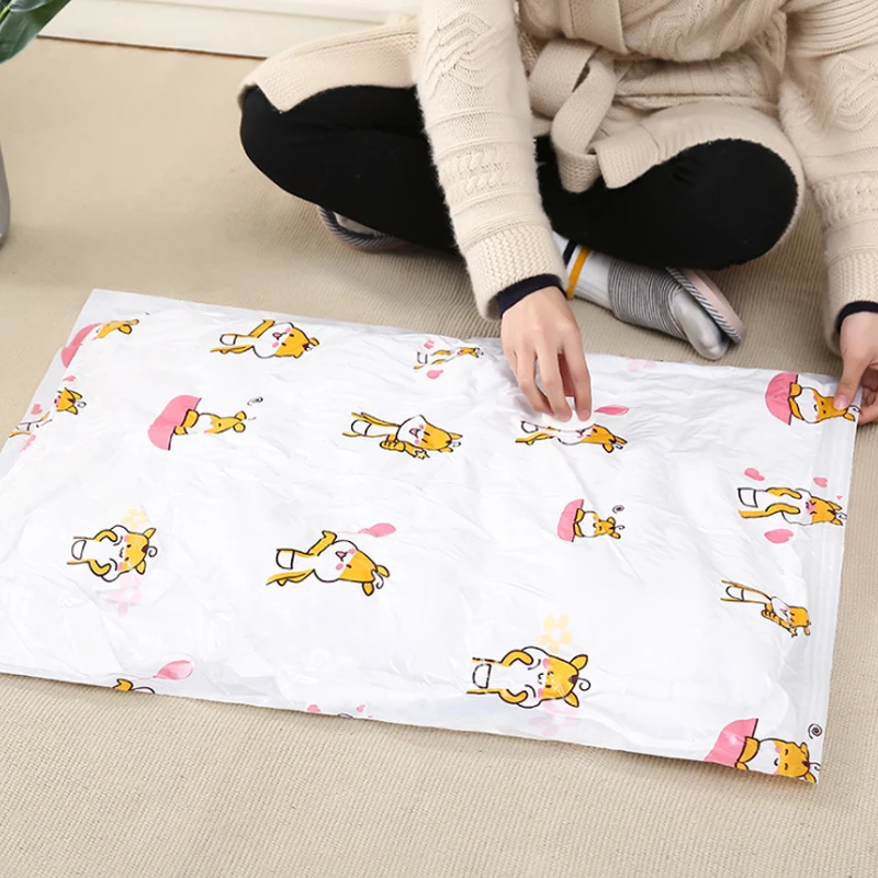 

Cartoon Storage Bags Clothes Quilt Vacuum Compressed Bag Closet Foldable Compressed Sealed Package Pouch Home Storage Organizers
