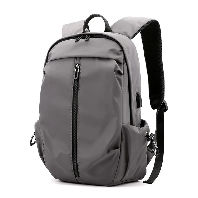 

New Large Capacity Student Backpacks Casual School Bags USB Backpack Men Nylon Waterproof Travel Bag Simple Pure Color Back Pack