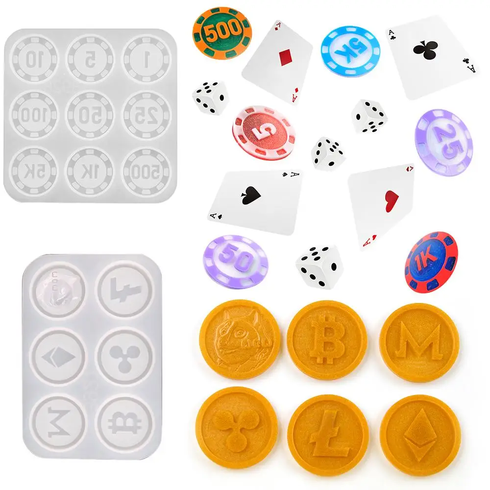 

2021 Bitcoin Moule Resine Commemorative Coins Moldes De Silicona Entertainment Game Digital Chip Coin Molds Silicon For Resin