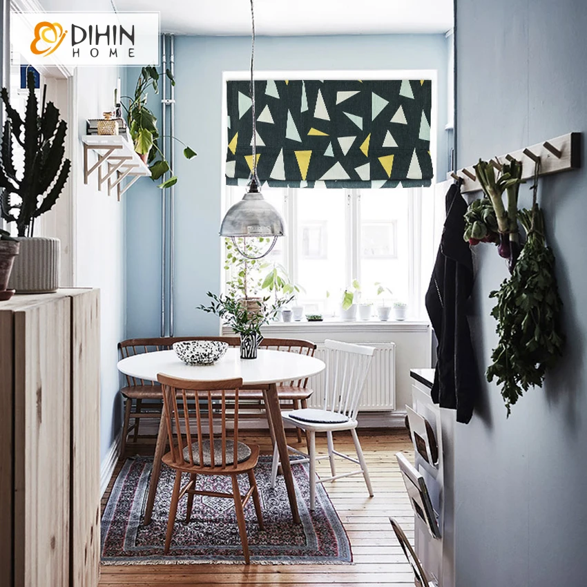 

Modern Colorful Triangels Printed Roman Shades Custom to Sizes Window Curtains For Living Room Free Shipping