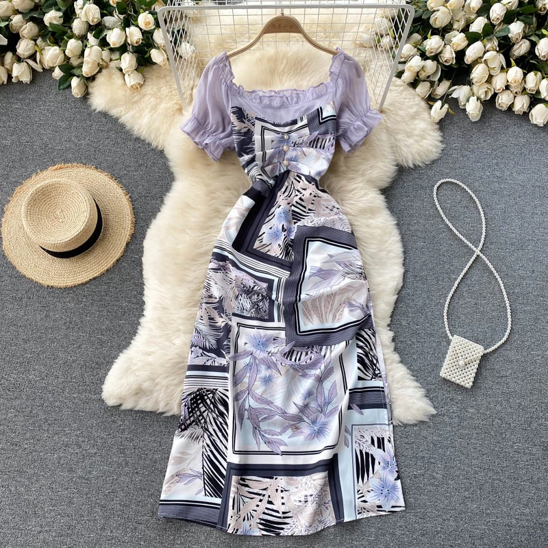 

Fashion Summer Women's Slim Bodycon Pencil Dress 2021 Vintage Floral Midi Dress Elegant Slim New Fairy Evening Dresses