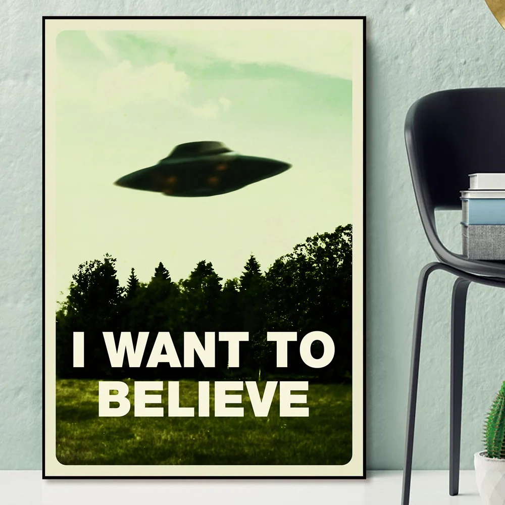 

X File I Want To Believe Alien UFO TV Show Canvas Prints Painting Poster Wall Art Picture For No Frame Living Room Decoration