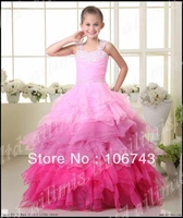 free shipping 2013 hot girl kids pageant dance party princess ball gown formal dresses pink flower girl dresses