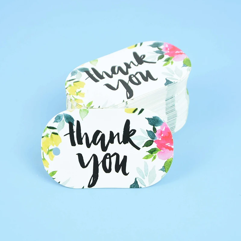 

50PCS Handmade "Thank You" Paper Tags DIY Wedding Festival Wrap Favors Party Decoration Labels Chocolate Gift Boxes Hang Tag
