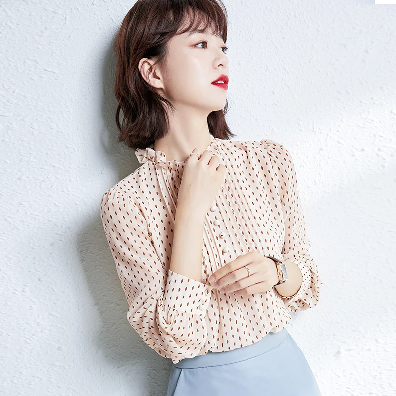 

2020 Autumn women polka dot Blouse Korean Long Sleeve Womens Tops And Blouses Vintage Women Shirts Blusas Roupa Feminina Tops