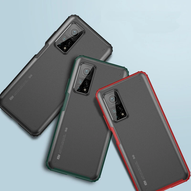 

For Xiaomi Mi 10T Pro Case Shockproof Matte TPU Bumper PC Transparent Back Cover Funda for Mi 10T Mi 10T Lite 5G