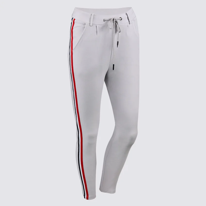 

Spring Autumn Pants Women Side Stripe Long Leggings Women High Waist Drawstring Straight Pant Knitted Solid Elastic Trousers