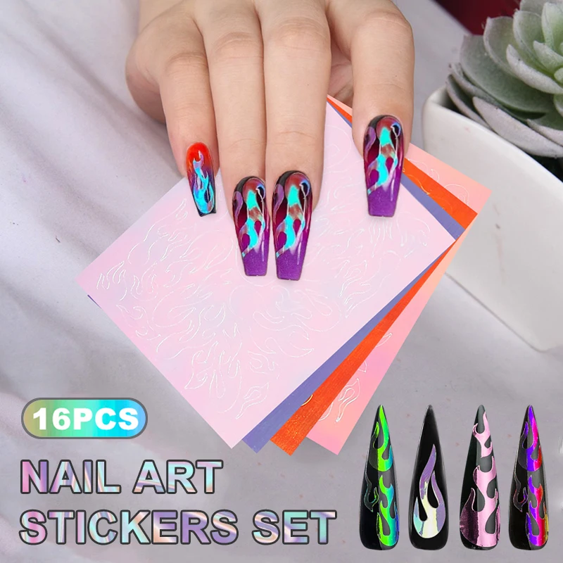 16 шт. голографические наклейки для дизайна ногтей | Красота и здоровье