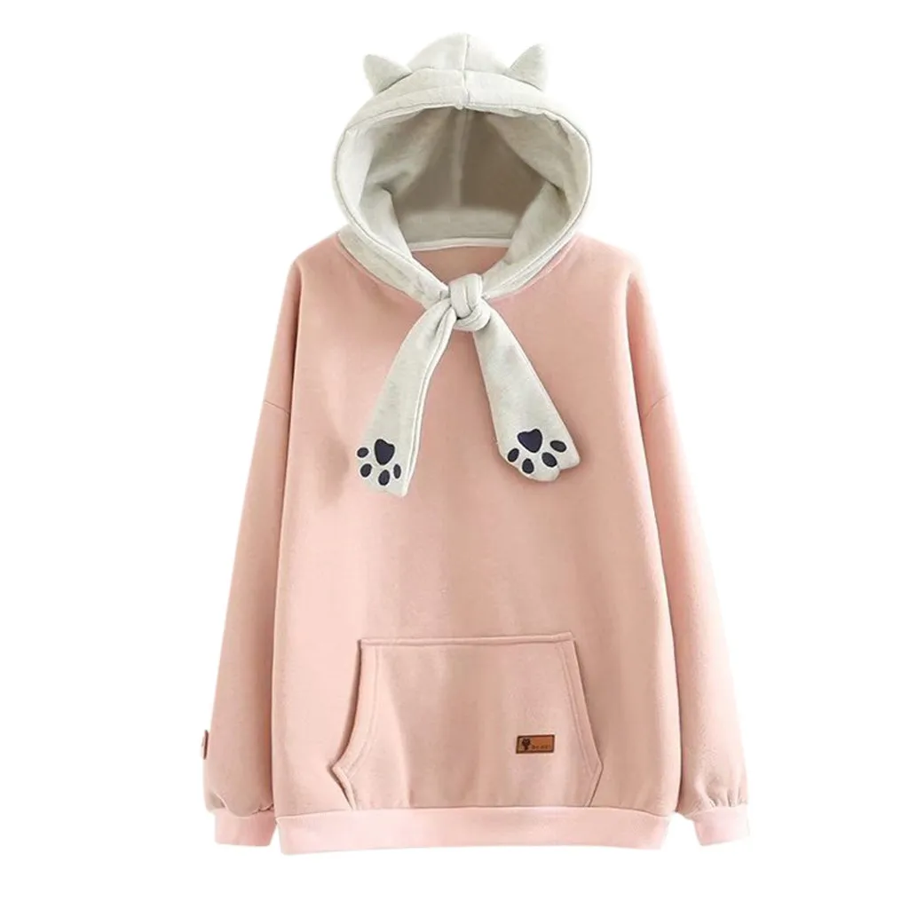 SAGACE 2020 осенне-зимний новый модный Женский свитшот с капюшоном и принтом кота