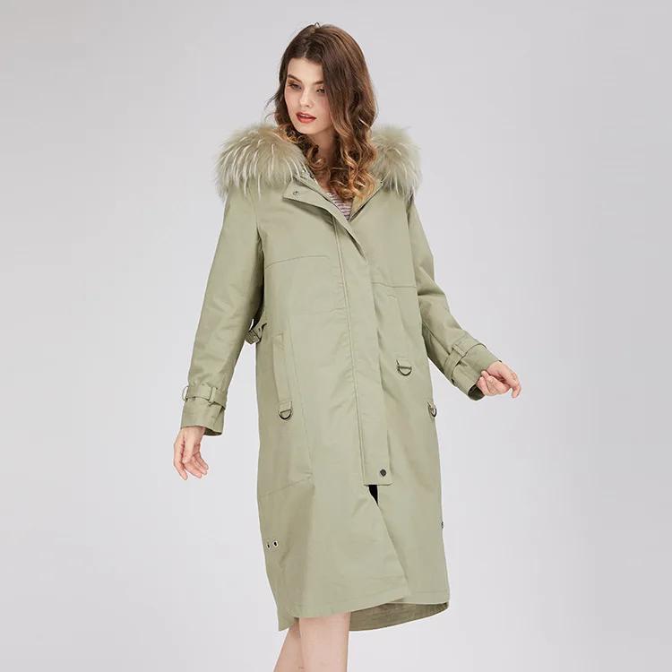 2019 New Arrival 1 Color Raccoon Fur Collar Rex Rabbit Liner Parka Overcoat High Quality Lady's Coat | Женская одежда