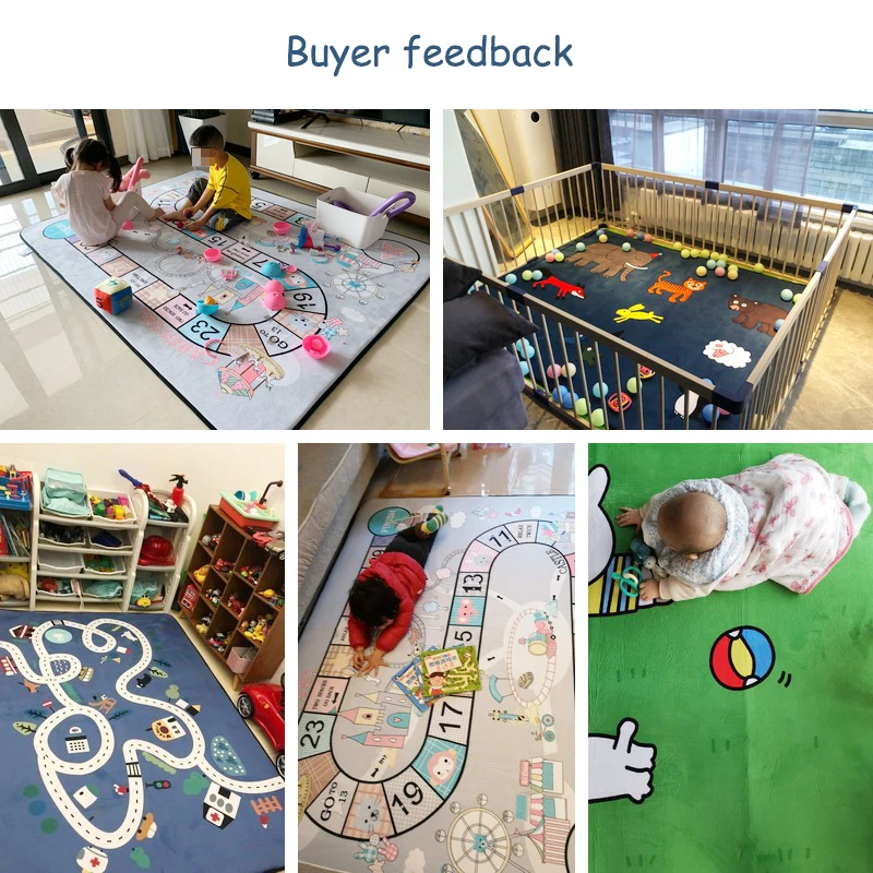 

Babyinner Baby Play Mats Large Cartoon Floor Mat Non-slip Carpets Soft Children Game Pad Kids Rugs Indoor and Ourdoor Room Decor