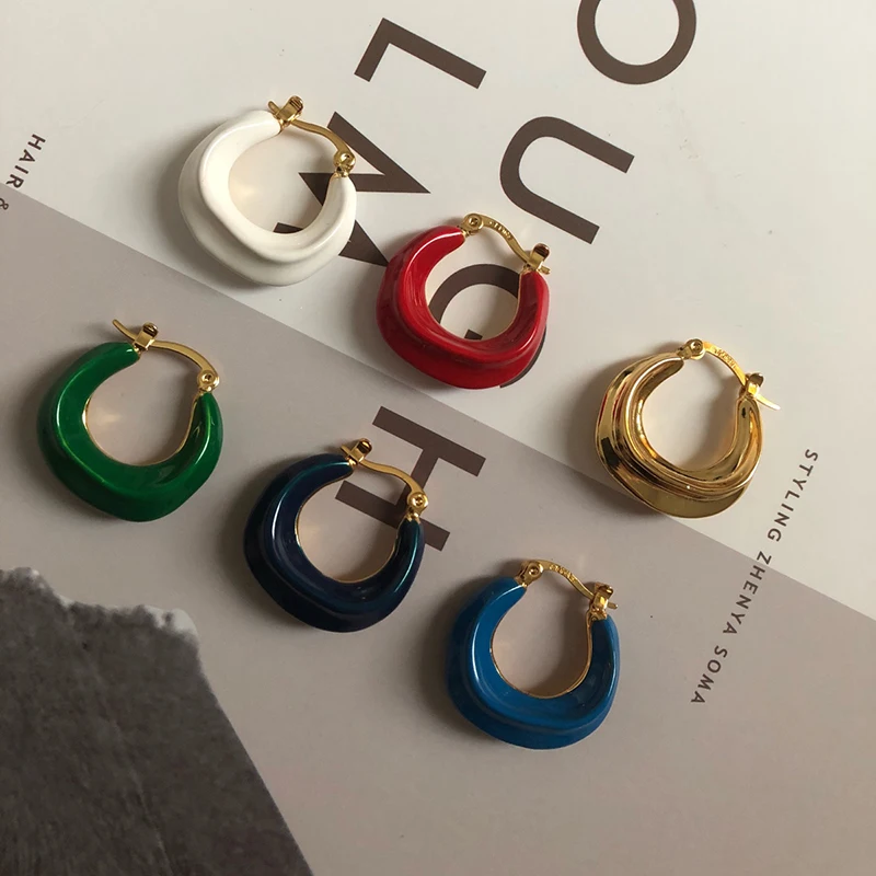 Новые многоцветные французские латунные маленькие круглые серьги rookie field |