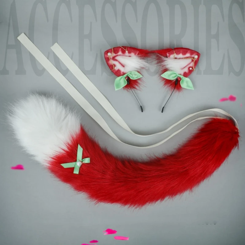 

Fashionable Halloween Fox Ears Cat Ear Lolita Headband Plush Tail Anime Cosplay Props Set for Cosplay Costume Photo Prop