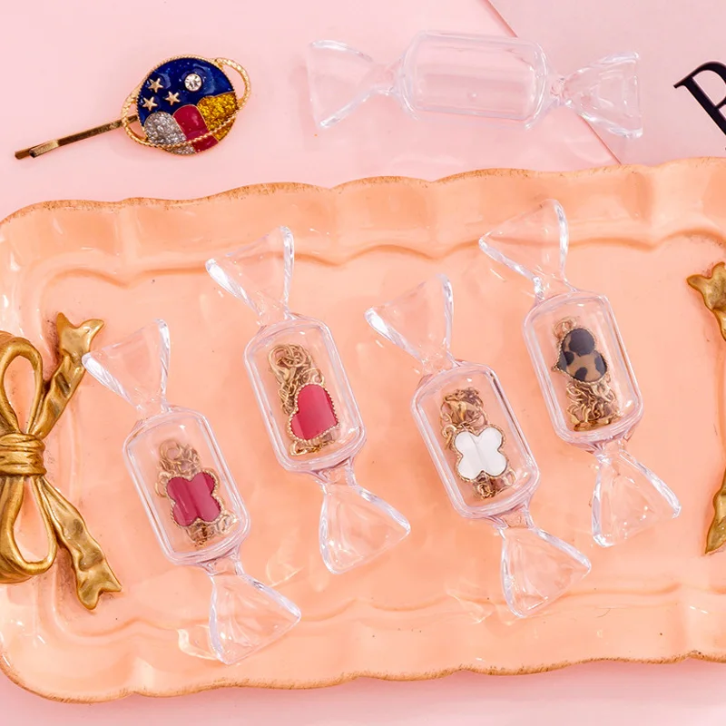 

5 Pcs Transparent Clear Plastic Sweet Shaped Candy Boxes Case Storage Container Jewelry Storage Box Candy Packing Boxes