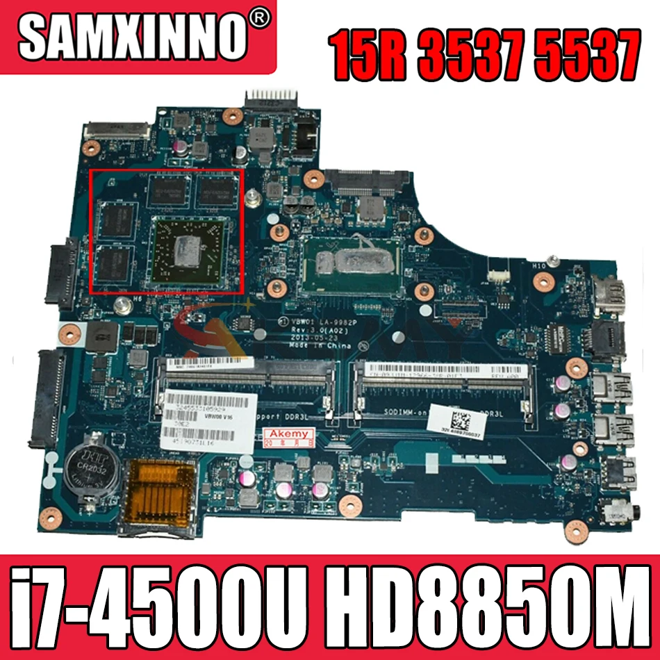 

Laptop motherboard For Dell Inspiron 15R 3537 5537 VBW01 LA-9982P CN-0P28J8 0P28J8 With i7-4500U CPU HD8850M 2GB-GPU 100% Teste